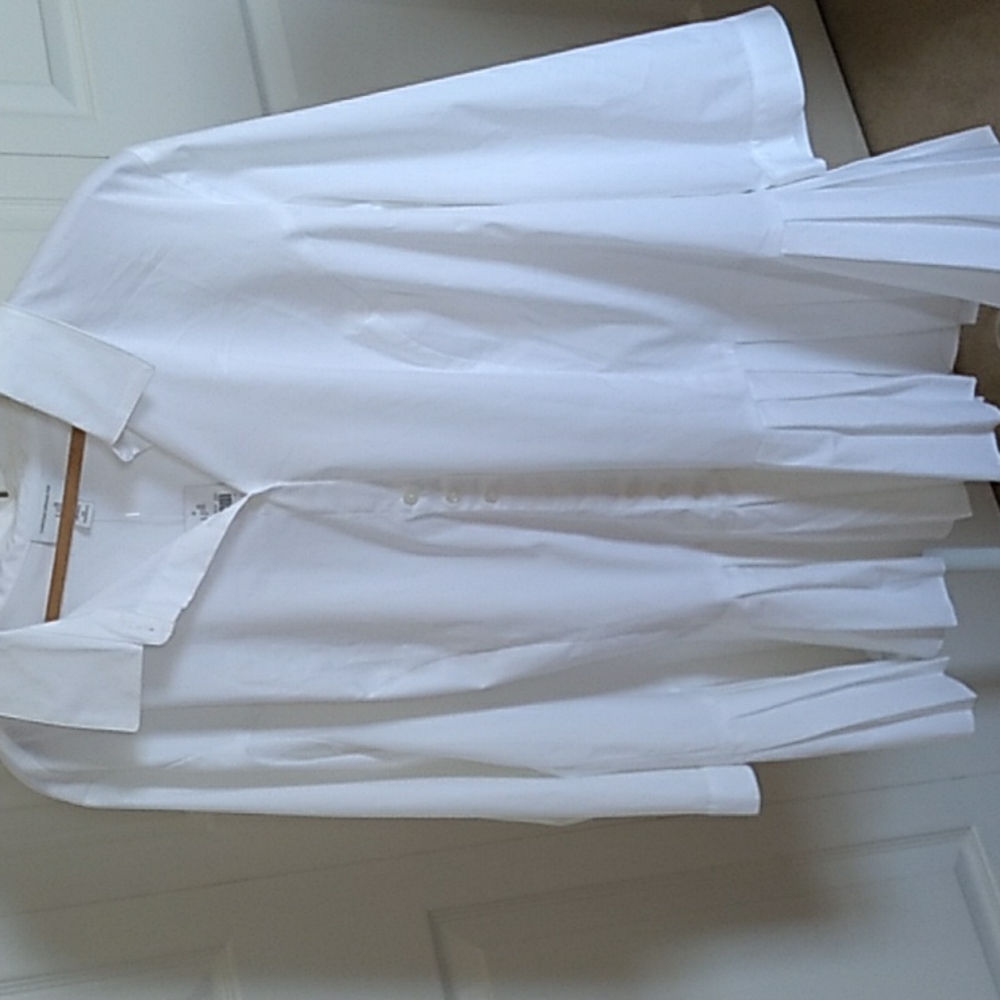 Christian Siriano for J. Jill White Accordion Pleated Peplum Button Down Blouse